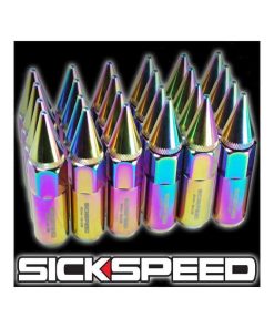 4 PC NEO CHROME SPIKES FOR SICKSPEED ALUMINUM EXTENDED TUNER LUG NUTS P5 