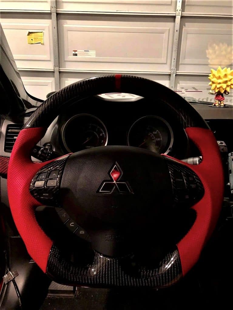 20082015 Mitsubishi Lancer Carbon Fiber Steering Wheel SoCal Garage Works
